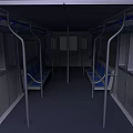 Modern Subway Interior Design Featuring Blue Seats Metal Handrails And Windows