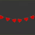 Red Heart Shaped Decorative Hanging Ornament on String with Reflection Against Gray Background