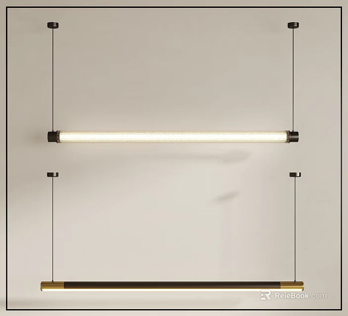 Modern Linear Pendant Light With Sleek Metal Frame For Contemporary Interior Spaces 3d model 