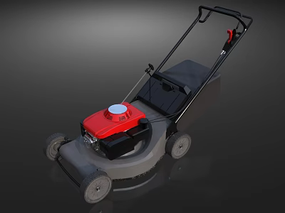 Red Lawn Mower Agricultural Equipment with Black Handle and Efficient Gasoline Engine Design 3d model