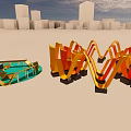 Modern Curved Landscape Seats With Yellow Orange Design For Outdoor Leisure Space
