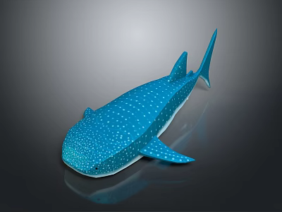 Blue White Spotted Whale Shark 3D Rendered Model With Sleek Body And Reflective Surface 3d model