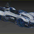 Futuristic White Floating Sports Car With Sleek Body Open Cockpit And Blue Lighting