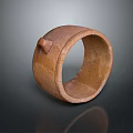 Brown Wooden Ring Sculpture With Carved Decorative Protrusion Handcrafted Design