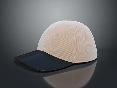 Beige Baseball Cap With Black Brim And Modern Stitched Design Fashion Accessory 3d model