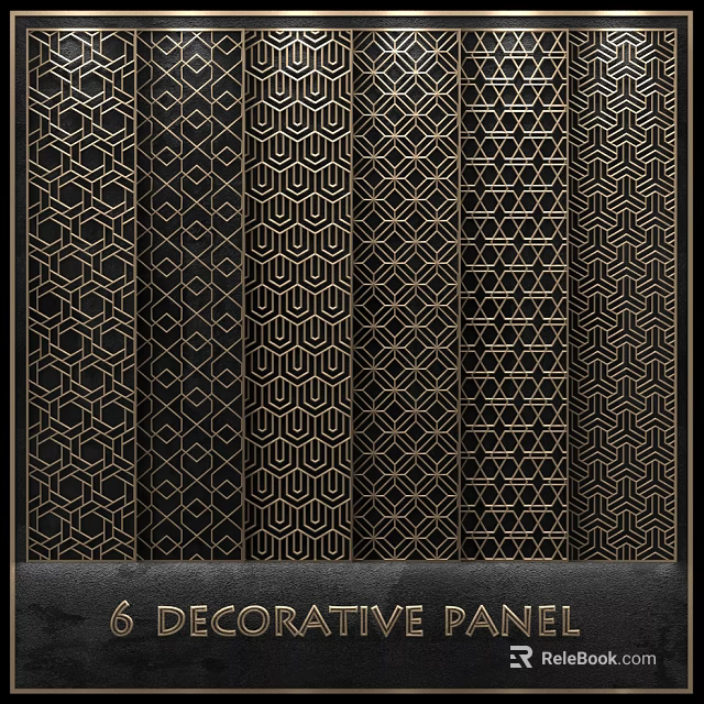 Intricate Decorative Screen With Six Geometric Pattern Panels And Elegant Design 3d model 