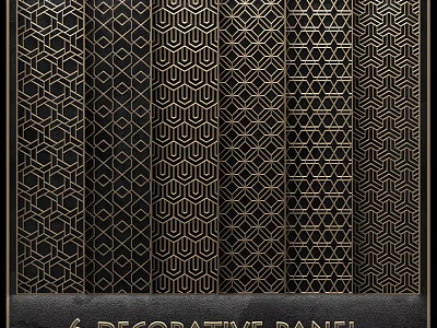 Intricate Decorative Screen With Six Geometric Pattern Panels And Elegant Design 3d model