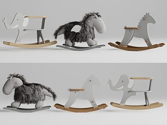 Children's rocking horse combination children's cartoon animal rocking chair rocking horse 3d model