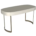 Modern Sleek Desk With Light Tabletop Single Drawer And Curved Metal Legs