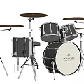 Professional Black Drum Set With Multiple Drums Cymbals And Metal Stands 3d model