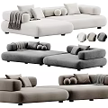 Gray Modern Sectional Sofa Featuring Soft Cushions Decorative Pillows And Multiple Views 3d model