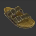 Comfortable Casual Dark Brown Sandals With Double Buckle Straps And Cork Footbed