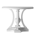 Round White Marble Top Dining Table With Classic Black Carved Legs 3d model