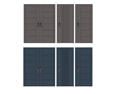 Modern swing door solid wood swing door door password door entry door 3d model