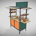 Food For The Hungry Food Stall With Variety Of Pastries Bread Snacks On Display Shelves