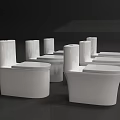 Multiple White Toilets Displayed From Various Angles In Product Showcase 3d model