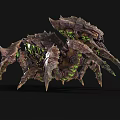 Mythical Monster 3D Model With Spiky Exoskeleton And Green Glowing Details
