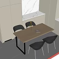 Modern Dining Table and Chair Quadruple Log Dining Table 3d model