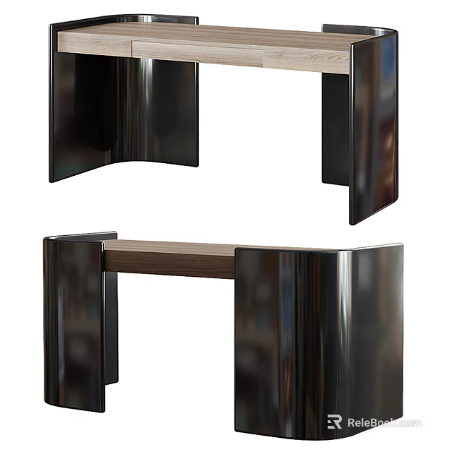 Modern Coffee Table With Sleek Metal Frame And Wooden Top Design 3d model 