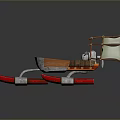 Miniature Aircraft Model Featuring Wooden Seat Metal Frame Transparent Canopy Red Thrusters And Small Robot