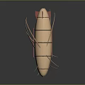 Retro Aerospace Airship With Brown Envelope Red Wings And Suspended Cabin Structure