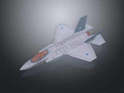3D Model of Cosmic Aerospace Fighter with Detailed Space Design Features 3d model