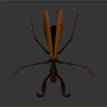 3D Rendered Orange And Green Mantis In Dynamic Standing Pose