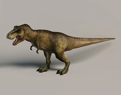 Fierce Reptile Dinosaur T Rex With Open Mouth Sharp Teeth And Brown Scaly Skin 3d model