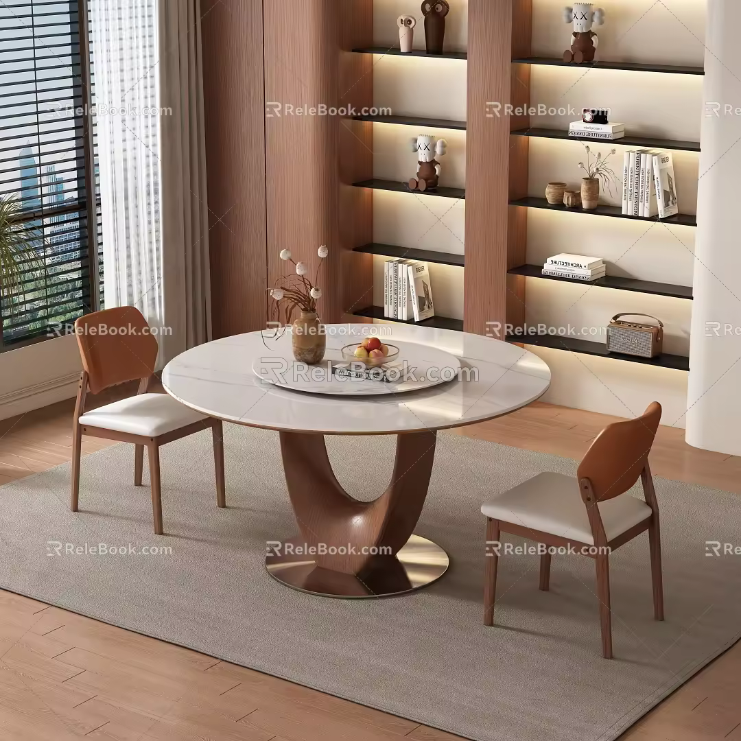 Middle-ancient style restaurant tables and chairs 3d model