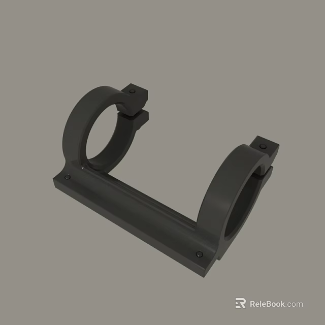 Sturdy Black Metal Dual Ring Bracket For Supporting Devices And Tools 3d model 
