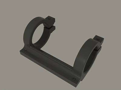 Sturdy Black Metal Dual Ring Bracket For Supporting Devices And Tools 3d model