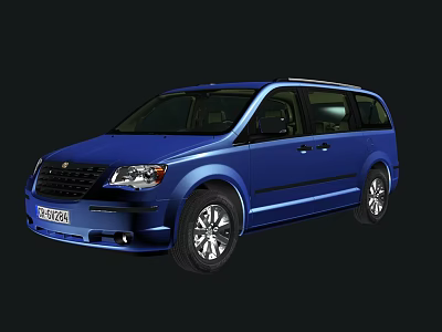 Shiny Blue Van Exterior Design With Sleek Body And Alloy Wheels 3d model