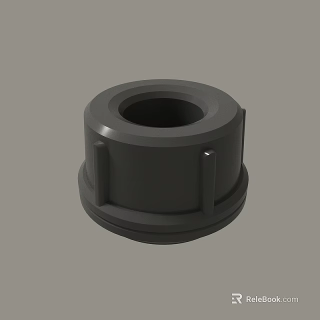 Black Cylindrical Mechanical Part With Annular Structure And Protruding Brackets Solid Design 3d model 
