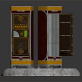 Vintage Commercial Storage Cabinets With Wooden Finish Metal Accents Open Door And Shelves