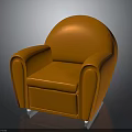 Stylish Orange Leather Armchair With Modern Curved Design And Comfortable Seating
