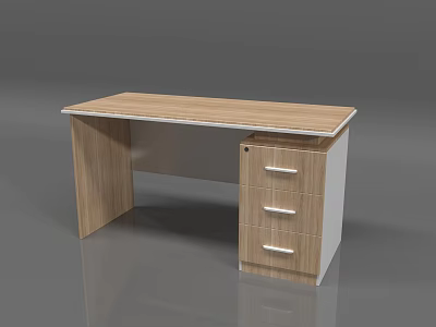 Modern Wooden Office Desk With Light Wood Top And Three Drawer Cabinet 3d model