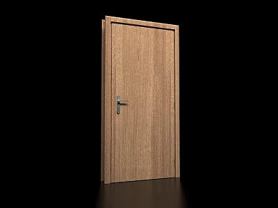 Wooden Hinged Door With Natural Wood Grain And Silver Handle Design 3d model