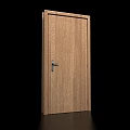 Wooden Hinged Door With Natural Wood Grain And Silver Handle Design