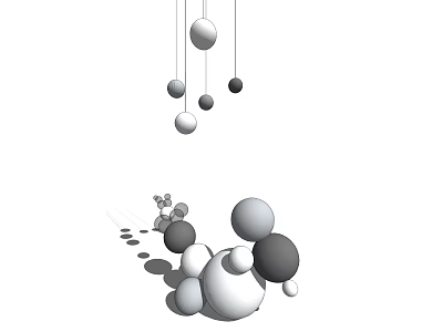 Modern Minimalist Balloons Arrangement With Various Sizes Black White Gray And Shadow Effects 3d model