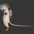 3D Rendered Mouse in Standing Pose With Transparent Helmet and Shoulder Straps