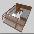 Wooden Display Cabinet Modern Structure With Open Shelves And White Countertop