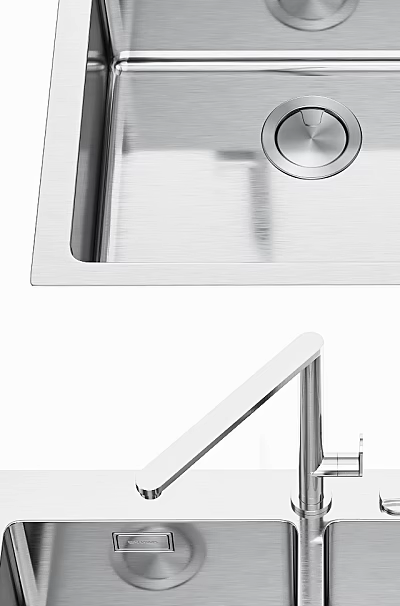Modern Stainless Steel Kitchen Sink Single Bowl With Sleek Design And Faucet 3d model