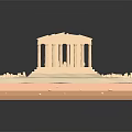 Ancient Greek Architectural Model With Classical Columns Stone Steps And Platform Structure