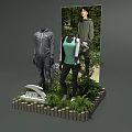 ANTA Sportswear Window Display With Two Mannequins Green Plants And Sport Outfits