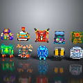 Colorful Pixel Style Train Models Collection With Various Designs And Bright Colors