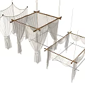 White Decorative Curtains Hanging On Wooden Rods With Various Styles