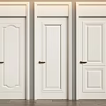 White Hinged Doors with Various Panel Designs and Classic Handles for Home Interior 3d model