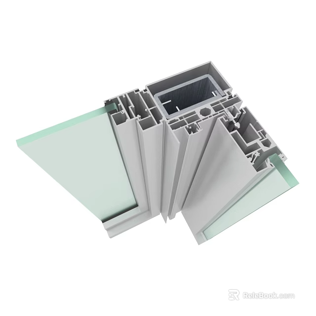 Aluminum Profile Structure For Door Window With Glass Panels And Frames 3d model 