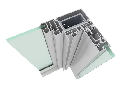 Aluminum Profile Structure For Door Window With Glass Panels And Frames 3d model