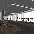 Spacious Modern Gym Interior With Large Windows Treadmills And Fitness Equipment